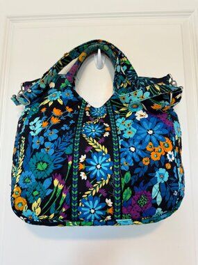Vera Bradley Floral Quilted Purse Bag M Midnight Blues Garden w/ Shoulder Strap